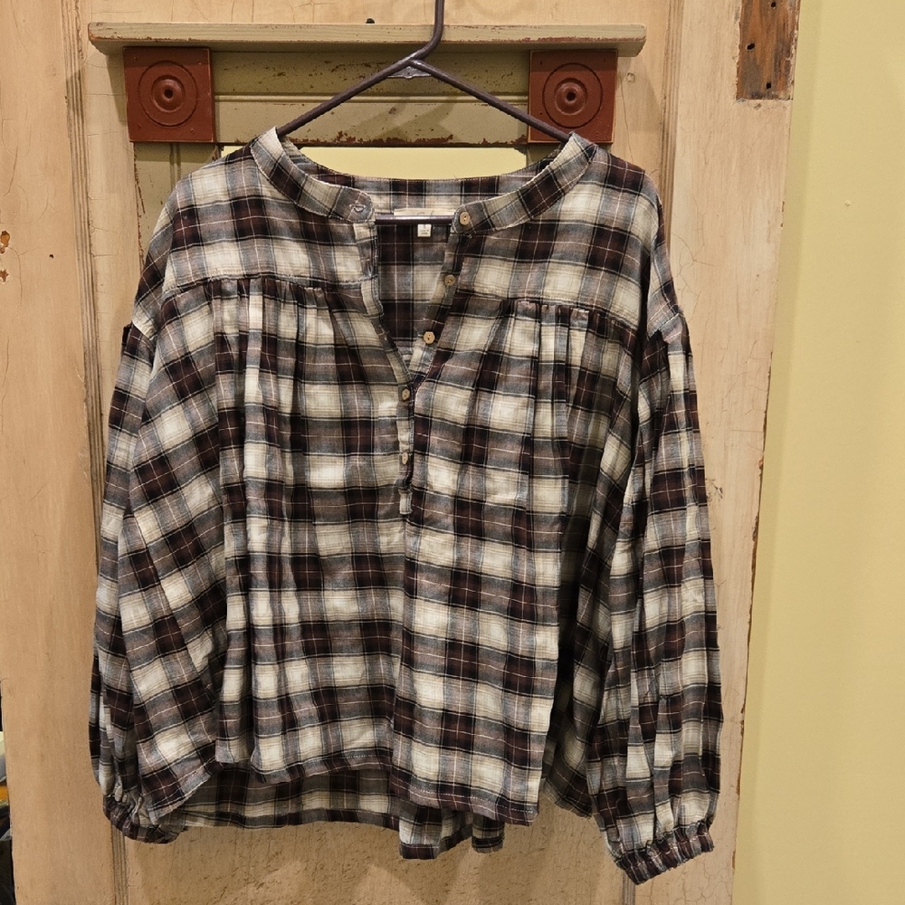 Easel Brown Plaid Shirt